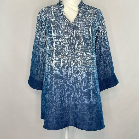 Soft Surroundings Blue Brigitte Tunic Style Blouse. Size Medium. - Picture 1 of 13